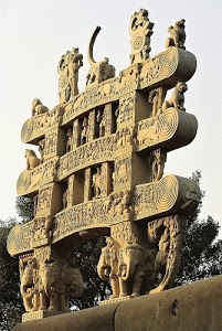scultura, elefanti, animali, alberi, monumento, pietra, orientale, cielo, spirali, simboli, proboscide