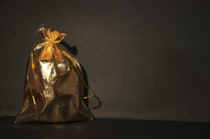 oro, regalo, sacchetto, sacco, riflesso, nastrino, pacchetto, fiocco, nastro