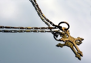 croce, riflesso, catena, anello, oro, specchio, collana, anelli, metallo, catenina