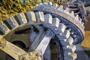 ingranaggi, ruote, legno, raggi, dentate, bulloni, ruota, mulino, verde, meccanismo, ferro, denti