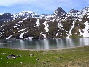 lago, neve, montagna, montagne, prato, acqua, inverno, rocce, verde