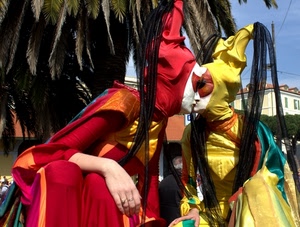 carnevale, maschere, giallo, rosso, bacio, colori, mano, palma