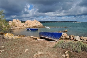 barche, mare, nuvole, scogli, blu, rocce, acqua, spiaggia