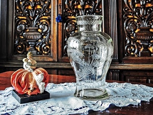 vaso, cristallo, tavolo, vetro, ricamo, bianco, mobile, statuina, centrino, statuetta, trasparente, legno, rosso, centro, centrotavola, trasparenza, decorazioni