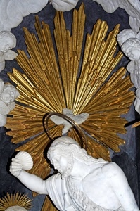 angeli, colomba, statua, oro, bianco, raggi, aureola, cristo, conchiglia, santo, battista, giovanni, spirito, battesimo