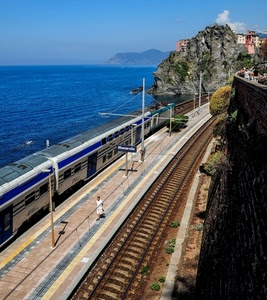 treno, mare, binari, stazione, ferrovia, rotaie