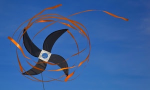 girandola, cielo, arancione, nero, nastri, aquilone, azzurro, blu, nastro, vento, arancio