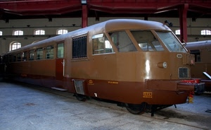 treno, marrone, finestre, stazione, littorina, binari, deposito, epoca, rotaie, locomotiva
