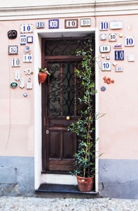 numeri, dieci, pianta, porta, vaso, portone