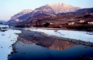 neve, fiume, montagna, riflesso, acqua, montagne, panorama, riflessi