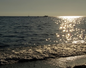mare, barche, acqua, riflessi, spiaggia, cielo, onda, sabbia, sole, controluce, tramonto