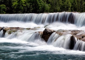 acqua, cascata, alberi, rocce, fiume, bianco, torrente, schiuma