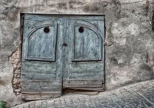 legno, portone, muro, fori, porta, vecchio, ante, discesa, strada