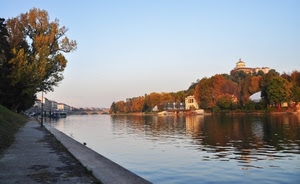 fiume, alberi, acqua, autunno, riflesso, passeggiata, cielo, cupola, riflessi, chiesa, sentiero, banchina, ponte, strada, case