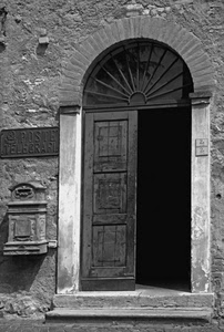porta, posta, cassetta, bianconero, portone, arco, aperta