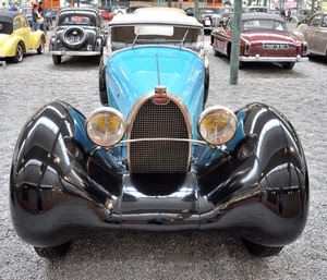 auto, automobile, epoca, nero, fanali, azzurro, riflessi, bugatti, macchina, celeste