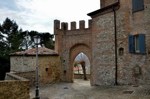 merli, lampione, finestre, castello, arco, porta, alberi, mura