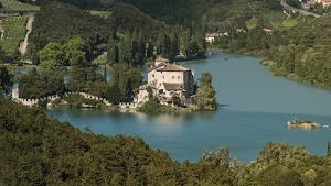 alberi, acqua, lago, castello, verde, isola, case, panorama, merli, piante, riflesso, mura, riflessi, bosco, finestre
