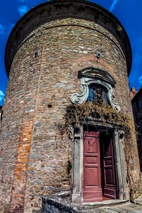 porta, torre, mattoni, finestra, ingresso, portone