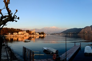 lago, pontile, barche, acqua, barca, montagne, riflessi, mare, paese, panorama, molo