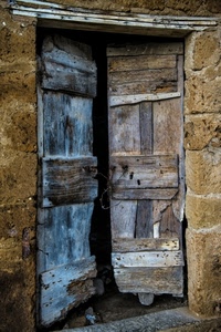 porta, legno, abbandono, pietra, muro, aperta, casa, rudere, assi