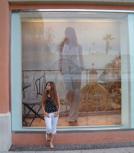 vetrina, ragazza, riflesso, modella, ringhiera, bianco, cupola, sedia