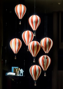 mongolfiere, bianco, rosso, fili, vetrina, otto, palloni, nero, righe, arancio