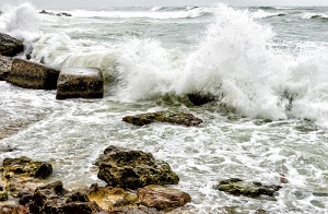 onde, mare, schiuma, acqua, scogli, massi, spruzzi, rocce, mareggiata, bianco, mosso