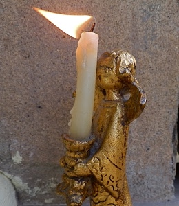 fiamma, candela, angelo, cera, stoppino, muro, statuetta, oro, dorato, bianco, fuoco, bronzo, angioletto, luce, candelabro, bruciare, statua, cero