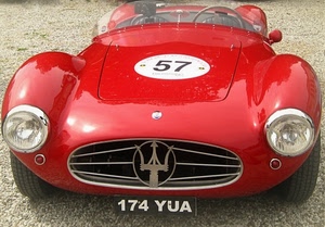 rosso, rossa, auto, epoca, tridente, maserati, fari, numeri, automobile, fanali, macchina, numero, sportiva