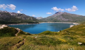lago, montagne, nuvole, acqua, prato, montagna, erba, verde, azzurro, panorama, cielo