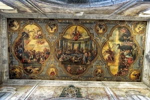 soffitto, angeli, santi, affreschi, chiesa, dipinto, pittura, dipinti, affresco, cerchi, interno, cristo