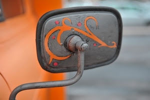 specchietto, arancione, disegno, retrovisore, grigio, ferro, arancio