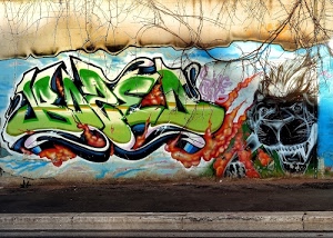 muro, murales, verde, rosso, graffiti, nero, colori, rami, marciapiede, arte, azzurro, scritta, murale, marciapiedi, bianco, disegno, dipinto, lettere, maschera