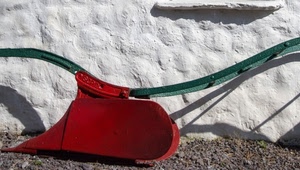 rosso, bianco, verde, muro, aratro, vomere, terra
