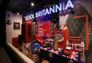 vetrina, cabina, rosso, bandiera, oggetti, inglese, souvenir, insegna, modellini, negozio