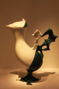 verde, ceramica, bicolore, bianco, ombra, nero, uccello, astratto, giallo, caraffa, scultura, beige, soprammobile, gallo