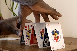 jolly, carte, mani, donna, gioco, tavolo, quadri, regina, rosso, dita, triangoli, castello, bianco, due
