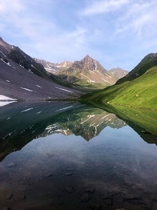 lago, verde, nuvole, cielo, riflesso, montagna, acqua, riflessi, montagne, neve, prato, azzurro, vetta, laghi, cime, panorama, paesaggio