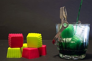 giallo, ghiaccio, verde, rosso, cubetti, vetro, forme, pinza