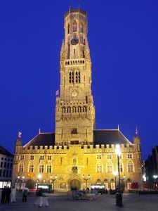 torre, piazza, lampioni, luci, orologio, notte, palazzo, cielo, finestre, chiesa, campanile, notturno