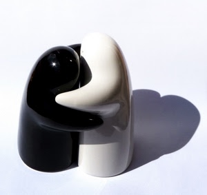 abbraccio, bianco, nero, ombra, due, statuine, sale, ombre, amore, pepe