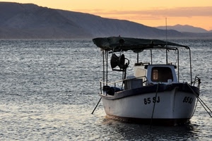 barca, acqua, lago, tramonto, mare, montagne, costa