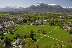 panorama, verde, montagne, montagna, prato, paesaggio, neve, case, alberi, campi, salisburgo