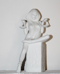 statua, bianco, donna, bilancia, scultura, gambe, ombra, seni, marmo