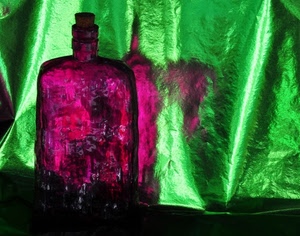 verde, bottiglia, tappo, riflesso, viola, amaranto, rosa, vetro, telo