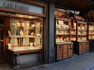 vetrine, collane, gioielli, oro, luci, negozi, ori, ponte, firenze, negozio