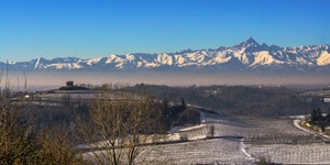 montagne, neve, panorama, alberi, nebbia, inverno, campagna, paesaggio, cielo