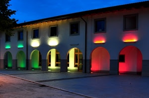 luci, archi, rosso, verde, finestre, porticato, portici, colori, portico, tricolore