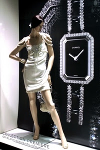 manichino, orologio, vetrina, lancette, bianco, negozio, vestito, nero